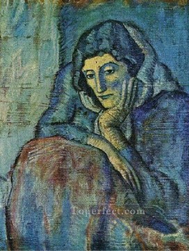 パブロ・ピカソ Painting - ブルーインブルーの女 1901年 パブロ・ピカソ